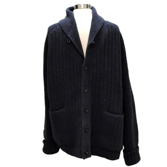 Duluth Navy Blue Wool/Alpaca Shawl Collar Cardigan - Picture 3 of 8